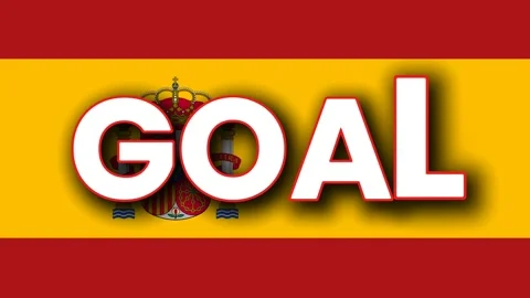 GOAL text animation with Spain flag background. 스톡 동영상 278138677