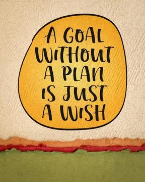 A goal without a plan is just a wish - motivational note on art paper, pers.. Illustrazione stock