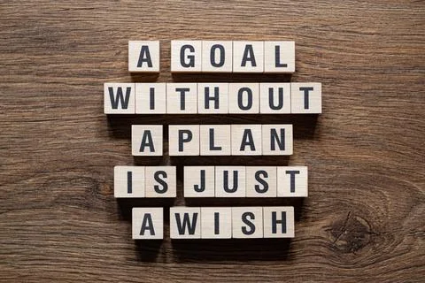 A goal without a plan is just a wish - word concept on building blocks, text Stock Photos