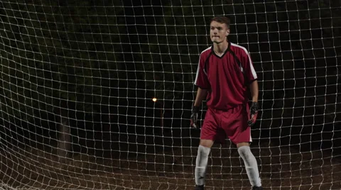 A goalie dives to block a soccer ball Video stock 56236053