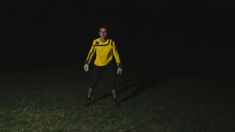 Goalkeeper catches the ball Stock Footage 93383609
