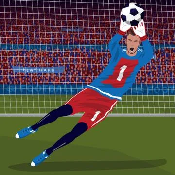 Goalkeeper catching ball in fall Stock Illustration