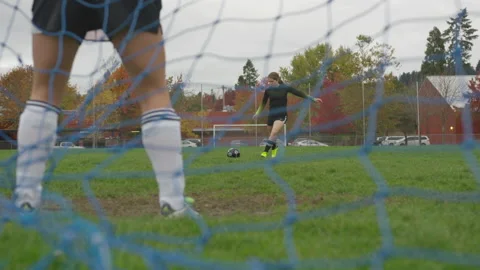 Goalkeeper Gets Ready for a Shot During a Friendly Game of Soccer 库存影片 208710679