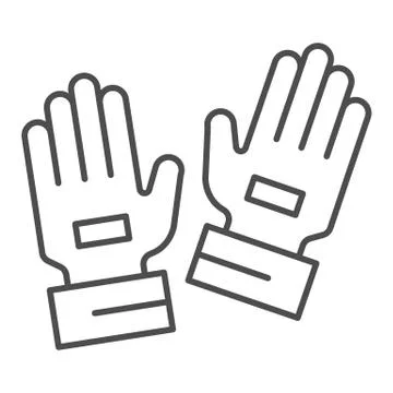 Goalkeeper gloves thin line icon. Goal keeper gauntlets, soccer protection Stock Illustration