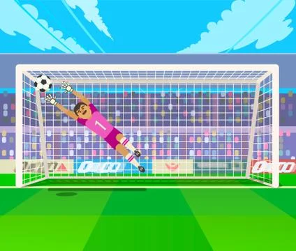 Goalkeeper jumping for ball. Vector illustration of goalkeeper jumping for ball Stock Illustration