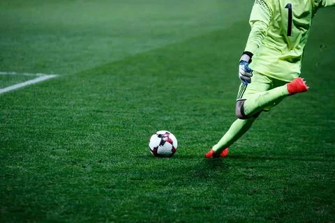 Goalkeeper knocks the ball Stock Photos