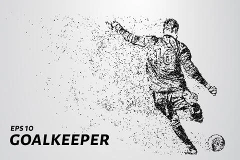 Goalkeeper of the particles. The goalkeeper knocks the ball consists of point Stock Illustration