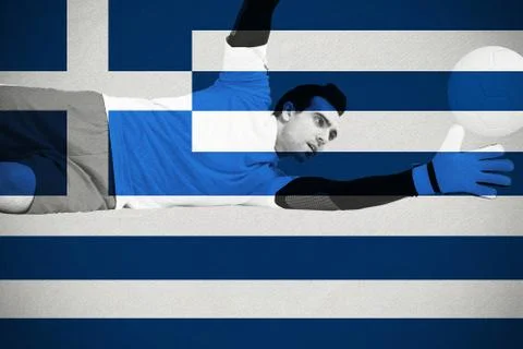 Goalkeeper in white making a save Stock Illustration