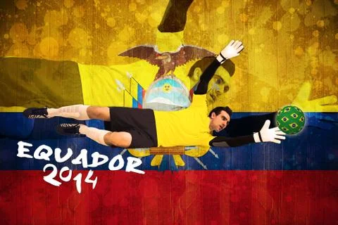 Goalkeeper in yellow making a save Stock Illustration