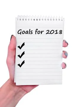 Goals for 2018 on notebook Foto stock