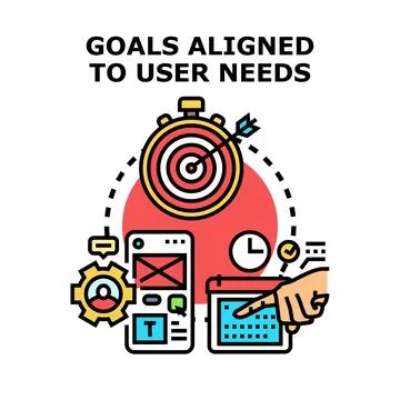 Goals aligned to user needs achieving successful strategy Stock Illustration