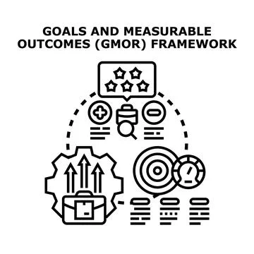 Goals and measurable outcomes framework concept illustration Stock Illustration