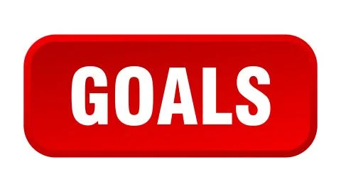Goals button. goals square 3d push button Illustrazione stock