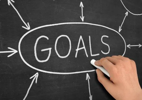 Goals chalkboard write concept  3d illustration Ilustração Stock