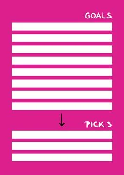 Goals To Do List on Pink Background Sketch Stock Illustration