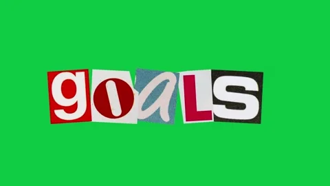 Goals graphic text paper cut Stop Motion, magazine collage, ransom note sty.. Stock Footage 336824006