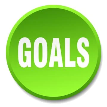 Goals green round flat isolated push button Stock Illustration