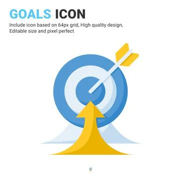 Goals icon vector with flat color style isolated on white background イラスト素材