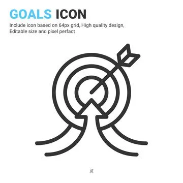 Goals icon vector with outline style isolated on white background イラスト素材