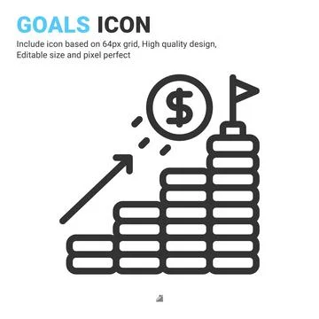 Goals icon vector with outline style isolated on white background イラスト素材