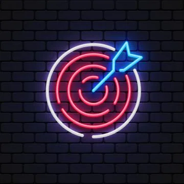Goals neon on black background for web background design. Vector illustration Stock Illustration
