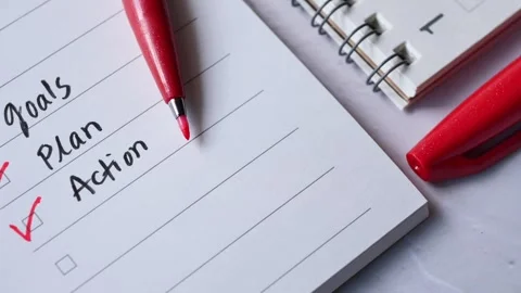 Goals plan action list being checked off... | Stock Video | Pond5