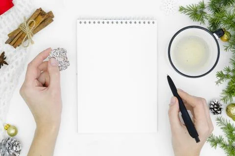 Goals plans dreams make to do list for new year christmas concept writing in Stock Photos