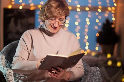 Goals plans make to do and wish list for new year christmas concept, girl wri Stock Photos