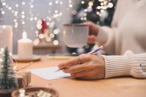 Goals plans make to do and wish list for new year christmas concept, girl Stock Photos