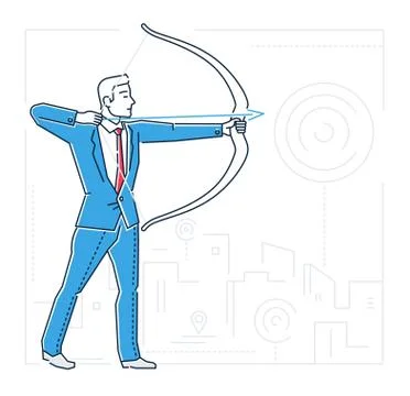Goals setting - line design style isolated illustration Stock Illustration