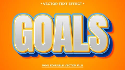 Goals Text Effect, Editable 3D Bold Text Style Stock Illustration