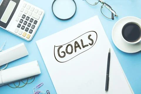 Goals text on paper Stock Photos