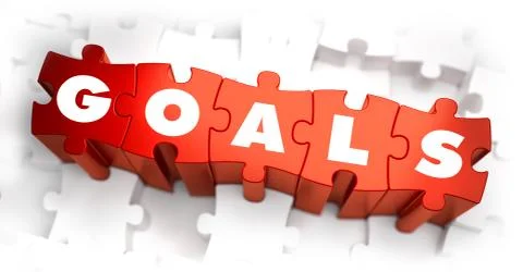 Goals - Text on Red Puzzles Ilustración de archivo