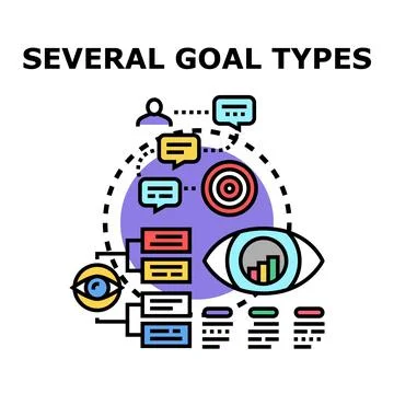 Goals types planning achieving success concept icon Stock Illustration