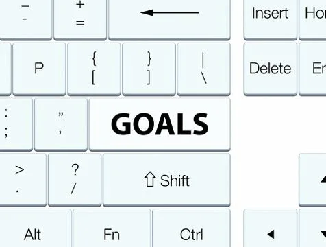 Goals white keyboard button Stock Illustration