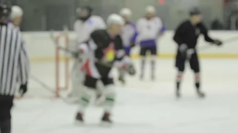 Goaltender defend several violent attack the goal at hockey match Stock Footage 75964237