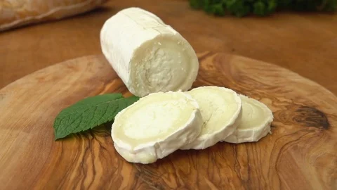 Goat cheese with bread Stock Footage 71243260