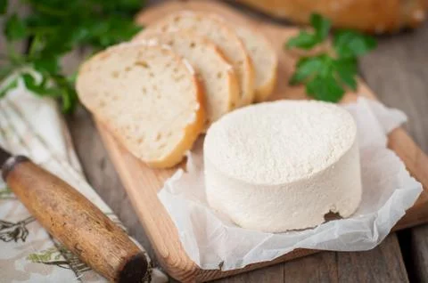 Goat Cheese with Bread Stock Photos