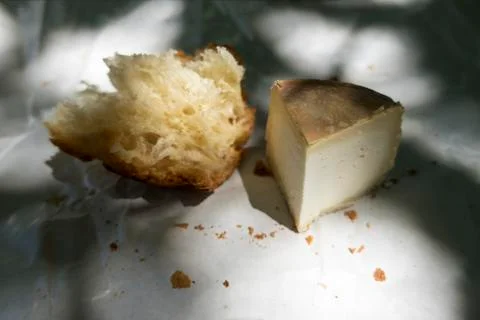Goat cheese from corsica with bread Stock Photos