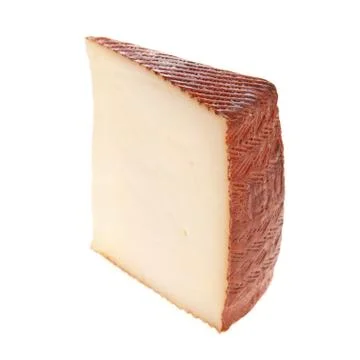 Goat cheese slice isolated on white background Stock Photos