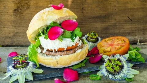 Goat cheeseburger Foto stock