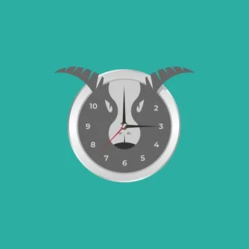 Goat clock Logo. This logo is perfect for watch companies Stock Illustration