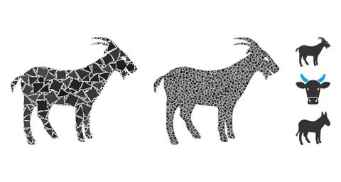 Goat Composition Icon of Inequal Elements Illustrazione stock