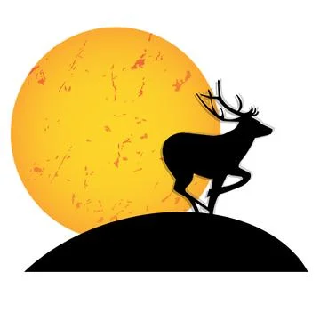 Goat deer moon Stock Illustration