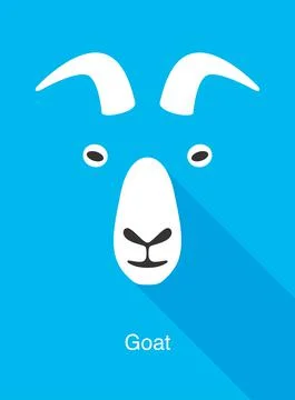 Goat face flat icon design. Animal icons series, vector illustration Stock Illustration