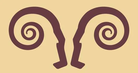 Goat faces icon in flat and geometric style. Stock Illustration