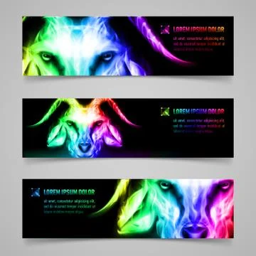 Goat fire banners Stock Illustration