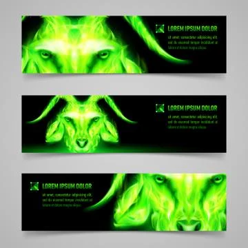 Goat fire banners Stock Illustration
