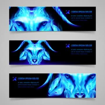 Goat fire banners Stock Illustration