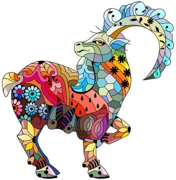 Goat. Hand drawn decorative vector illustration Stock Illustration